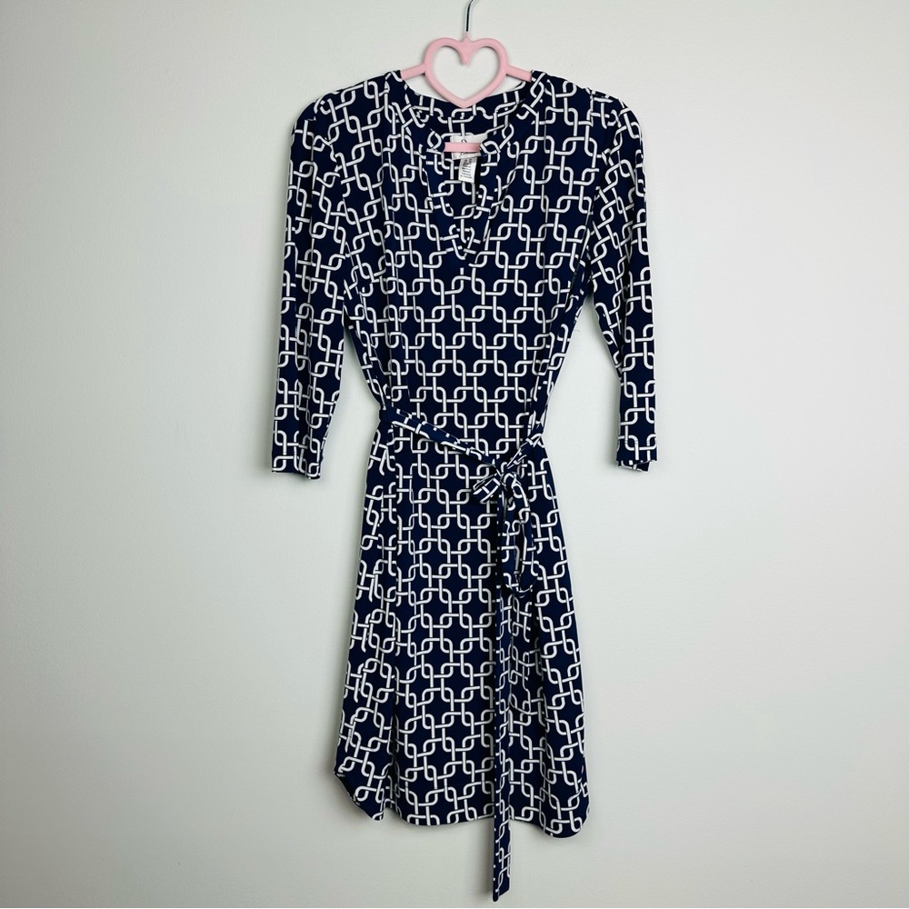 SD Collection Geometric Navy and White Dress Size 8P